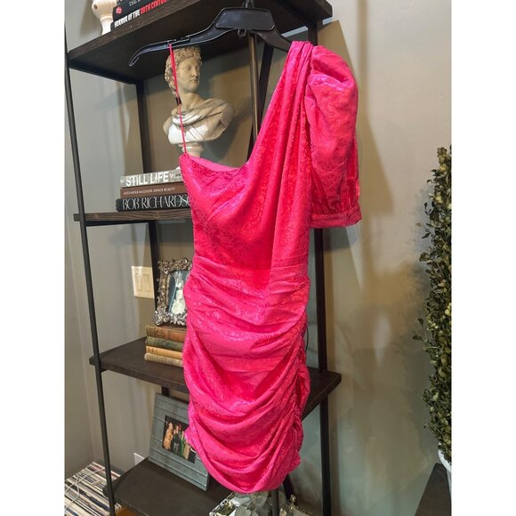 Ronny Kobo Nadia One Shoulder Mini Dress Pink Womens Size Medium - Picture 2 of 8